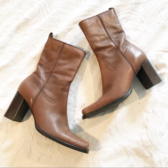 square toe block heel ankle boots